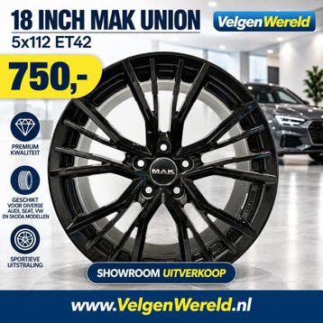 18 inch velgen | Audi VW Seat Mercedes BMW | MAK Union 5x112, Ophalen of Verzenden, Nieuw, 18 inch, Velg(en)