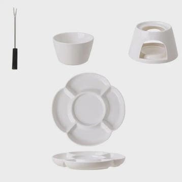 Keramische Fondue Set met Dienblad en Vorken - Voor Kaas, Ch, Verzenden, Nieuw