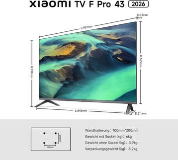 Xiaomi TV F Pro 43 2026 QLED TV 43 inch (101 cm), 4K Ultr..., Verzenden, Nieuw