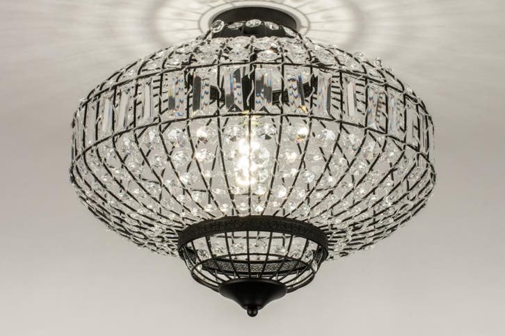 Rietveld Plafondlampen - Zwart, Transparant - Kristal, Metaa, Huis en Inrichting, Lampen | Plafondlampen, Verzenden