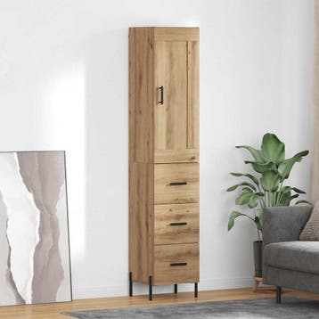 vidaXL Highboard Artisan Eiken 34,5 x 34 x 180 cm Bewerkt, Minder dan 50 cm, Verzenden, Nieuw, Minder dan 100 cm