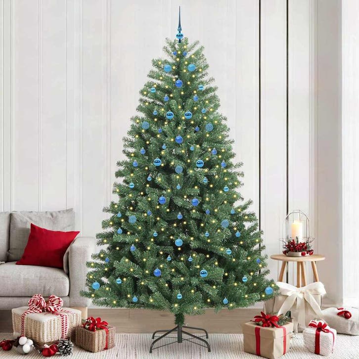 vidaXL Kunstmatige Inklapbare Kerstboom Groen 240 cm PVC en, Diversen, Kerst, Nieuw, Verzenden
