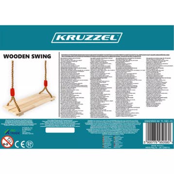 Kruzzel Houten schommel met verstelbaar touw en metalen o..., Ophalen of Verzenden, Nieuw