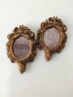 Spiegel (2)- Paar gouden hoorns van overvloed - Houtpasta,, Antiek en Kunst, Curiosa en Brocante