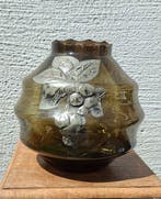 Verreries de Doyen - Vaas - Glas, Tin - Olijfgroen glas