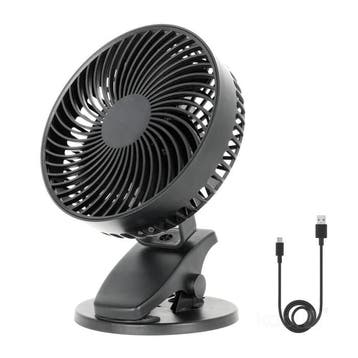 Bureauventilator met Clip - Viento Clip Zwart - USB-oplaa..., Ophalen of Verzenden, Nieuw