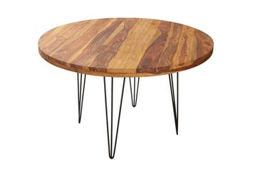 Ronde eettafel MAKASSAR 120cm naturel zwart Sheesham massief, Ophalen of Verzenden, Nieuw