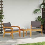 vidaXL Tuinstoel met kussen 2 pcs Olie naturel Massief, Verzenden, Nieuw, 2 zitplaatsen