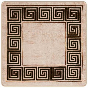 vidaXL Vloerkleedloper MARSA Beige en zwart 100 x 100 cm, Verzenden, Nieuw, Zwart