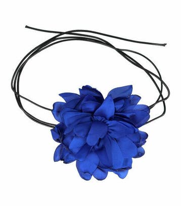 Haarband Bloem - Veter - Striklint - Blauw, Nieuw