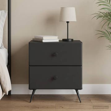 vidaXL Nachtkastje Zwart 43 x 34,5 x 47,5 cm Bewerkt hout, Minder dan 45 cm, Verzenden, Nieuw, Minder dan 55 cm