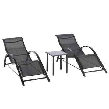 Gartenlounge-Set, 2 Liegen Mit Beistelltisch, Atmungsaktiver, Verzenden