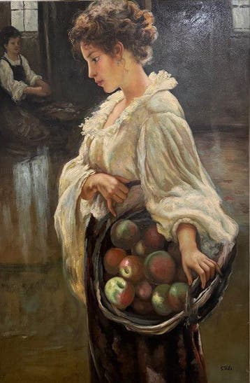 Samuel Smills ( 1958 - ) - La corbeille de fruits a la, Antiek en Kunst, Kunst | Schilderijen | Klassiek