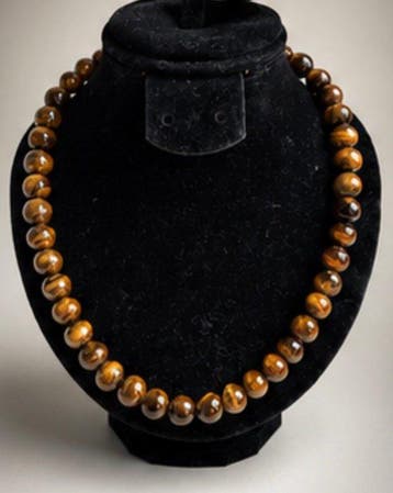 Vintage statement-tijgeroog kralenketting - Halsketting