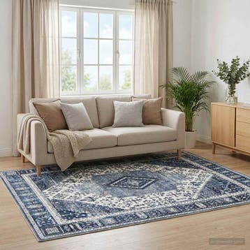 vidaXL Vloerkleed ORIZ Donkerblauw 80 x 150 cm 100%, Verzenden, Nieuw