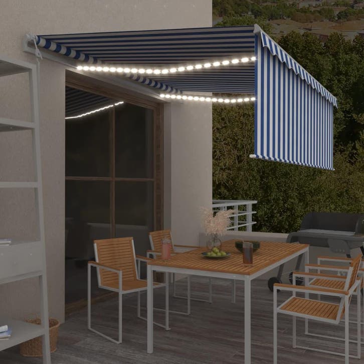 vidaXL Luifel automatisch rolgordijn LED windsensor 4x3 m, Tuin en Terras, Zonneschermen, Nieuw, Verzenden