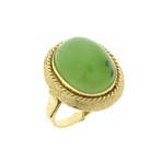 Gouden ring met Jade, Sieraden, Tassen en Uiterlijk, Ringen, Gebruikt, Overige kleuren, Ophalen of Verzenden, 17 tot 18