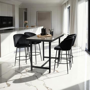 Barkruk Luana, met rugleuning, fluweellook - zwart/zwart, Se, Huis en Inrichting, Barkrukken, Verzenden, Nieuw