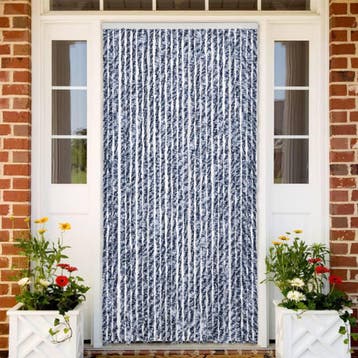 vidaXL Vliegengordijn 100x200 cm chenille blauw en wit, Verzenden, Nieuw, Blauw