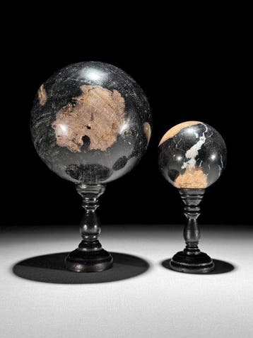 Prachtig paar versteend hout - Gefossiliseerd hout - Spheres