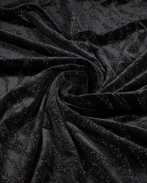 Fluweel Stretch Glitter Streep Zwart, Nieuw, Zwart