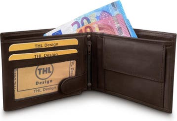 THL Design Portemonnee Heren echt leer donkerbruin, Verzenden, Nieuw, Overige merken, Leer