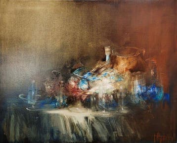 Juan Valenzuela y Chacón (1932) - Bodegón con jarras de, Antiek en Kunst