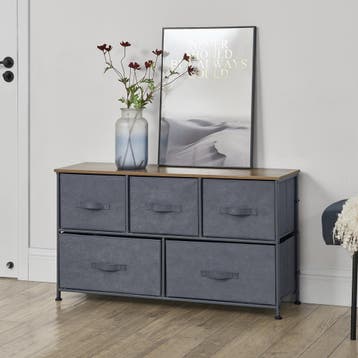 Commode met lades niet-geweven textiel 55x100x29 grijs hout, Verzenden, Nieuw