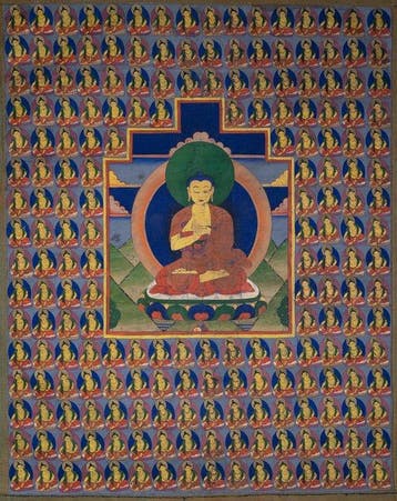 Thangka-afbeelding van Shakyamuni Boeddha - Katoen - Tibet -