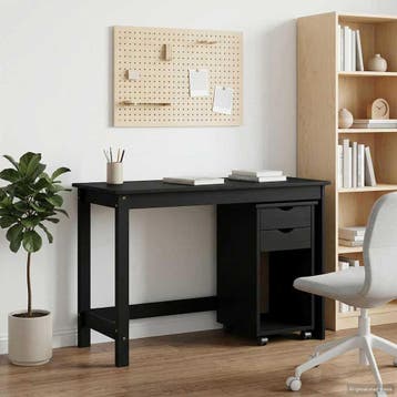 vidaXL Bureau Kas Set 2 st Zwart Massief grenenhout, Verzenden, Nieuw
