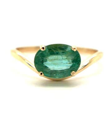Ring - 14 karaat Geel goud - 1.55ct. tw. Smaragd, Nieuw