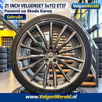 21 inch velgenset, steek 5x112 et 37 Skoda Karoq  | 1026-14, Auto-onderdelen, Gebruikt, 265 mm, Banden en Velgen, Zomerbanden