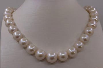 Halsketting Grote maat - 12x15 mm ronde witte Edisonparels,, Sieraden, Tassen en Uiterlijk, Kettingen, Nieuw