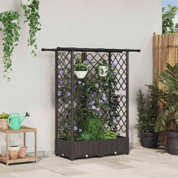 vidaXL Verhoogd Bed met Trellis en Dak Bruin 124 x 40 x 121, Verzenden, Nieuw, Minder dan 60 cm, 60 cm of meer