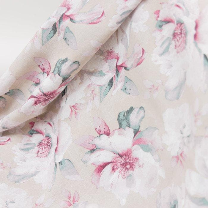 BA220 - Romantische bloemmotief meubelstof – Roze, Antiek en Kunst, Antiek | Kleden en Textiel