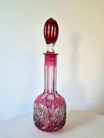 Karaf - Vintage Cranberry/Ruby Red Cut-to-Clear Crystal