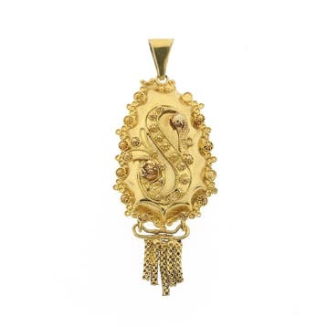 Antiek gouden hanger van een mutsenbel (Hanger of bedel), Ophalen of Verzenden, Gebruikt, Goud, Overige merken