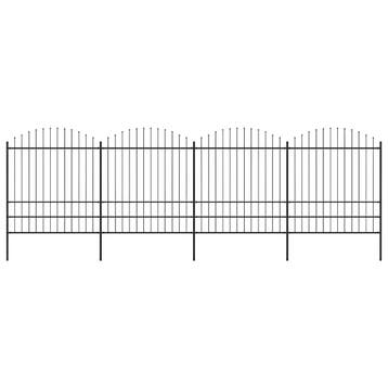 vidaXL Tuinhek met speerpunt staal 671x200 cm zwart, Verzenden, Nieuw, IJzer, 2 meter of meer