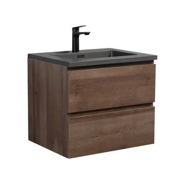 Badkamermeubel Set Angela 60 cm Bruin Eiken Badmeubel, Verzenden, Nieuw, Wastafelkast