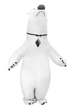 KIMU® Opblaas Kostuum IJsbeer Wit Opblaasbaar Pak IJsbeerenp, Carnaval, Nieuw, Overige maten, Ophalen of Verzenden