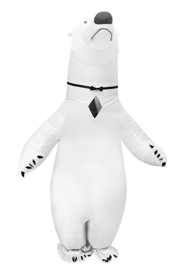 KIMU® Opblaas Kostuum IJsbeer Wit Opblaasbaar Pak IJsbeerenp, Carnaval, Nieuw, Overige maten, Ophalen of Verzenden