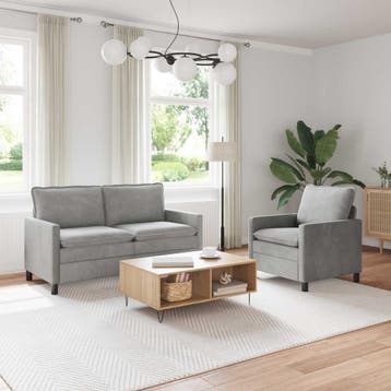 vidaXL Bankstel 2 st Lichtgrijs Fluweel, Huis en Inrichting, Banken | Bankstellen, Verzenden, Nieuw, Stof, Minder dan 150 cm
