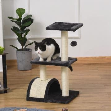 PawHut Kattentoren Krabpaal 72 cm Donkergrijs met Hangbal, Dieren en Toebehoren, Verzenden, Nieuw