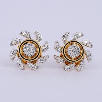 Oorstekers - 14 karaat Geel goud - 0.43ct. tw. Diamant, Sieraden, Tassen en Uiterlijk, Antieke sieraden