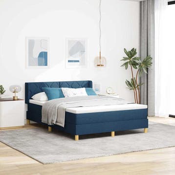 vidaXL Boxspringbed met kussen met hoofdeinde Blauw 200 x, Stof, Verzenden, Blauw, Nieuw