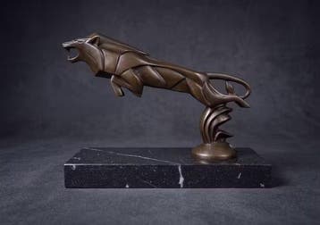 Beeld, Springende leeuw 22 cm Naar: Casimir Brau - 17 cm -