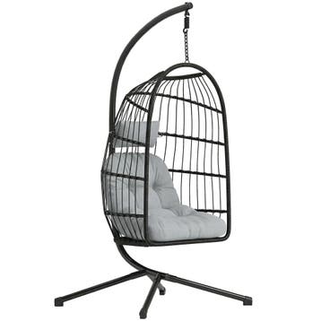 Opvouwbare Hangstoel Met Frame Van Polyrattan, Hangmand Met, Verzenden, Nieuw