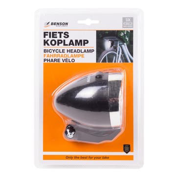 Benson Fietskoplamp - 3 x LED - Zwart - Inclusief Batteri..., Ophalen of Verzenden, Nieuw