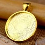 Cabochon houder setting rond tray Ø 25mm oogje: 4mm goud..., Ophalen of Verzenden, Nieuw, Overige typen