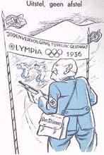 Spotprent over jodenvervolging tijdens de Olympische Spel..., Verzenden